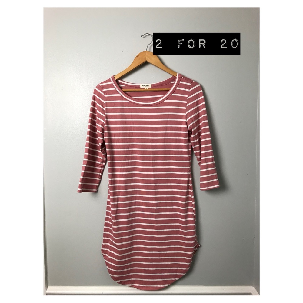 dolphin hem dress in pink & white size L